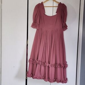 Maya Deluxe Chic Mauve Ruffle Midi Dress